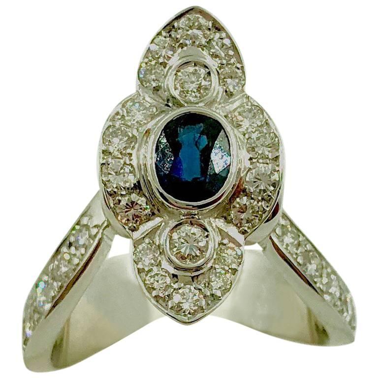 G.Minner Sapphire Diamond Unique Gold Cocktail Ring