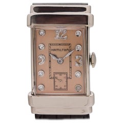 Vintage Hamilton White Gold Top Hat Diamond Dial manual wristwatch, circa 1950s
