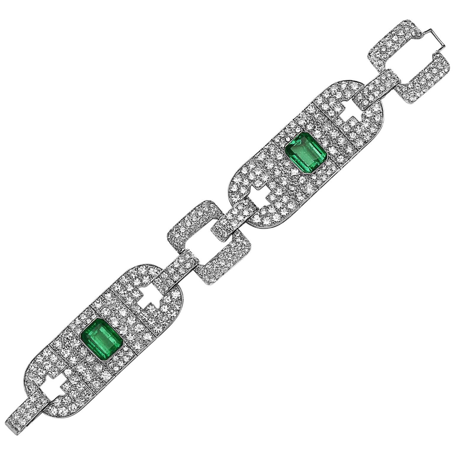 Emilio Jewelry 25.00 Carat Gem Quality Emerald Diamond Bracelet