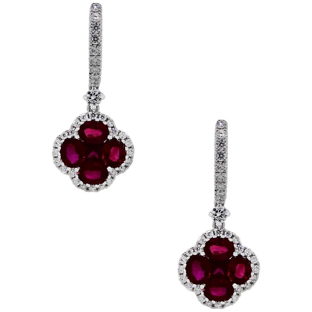 Ruby and Diamond Dangle Earrings