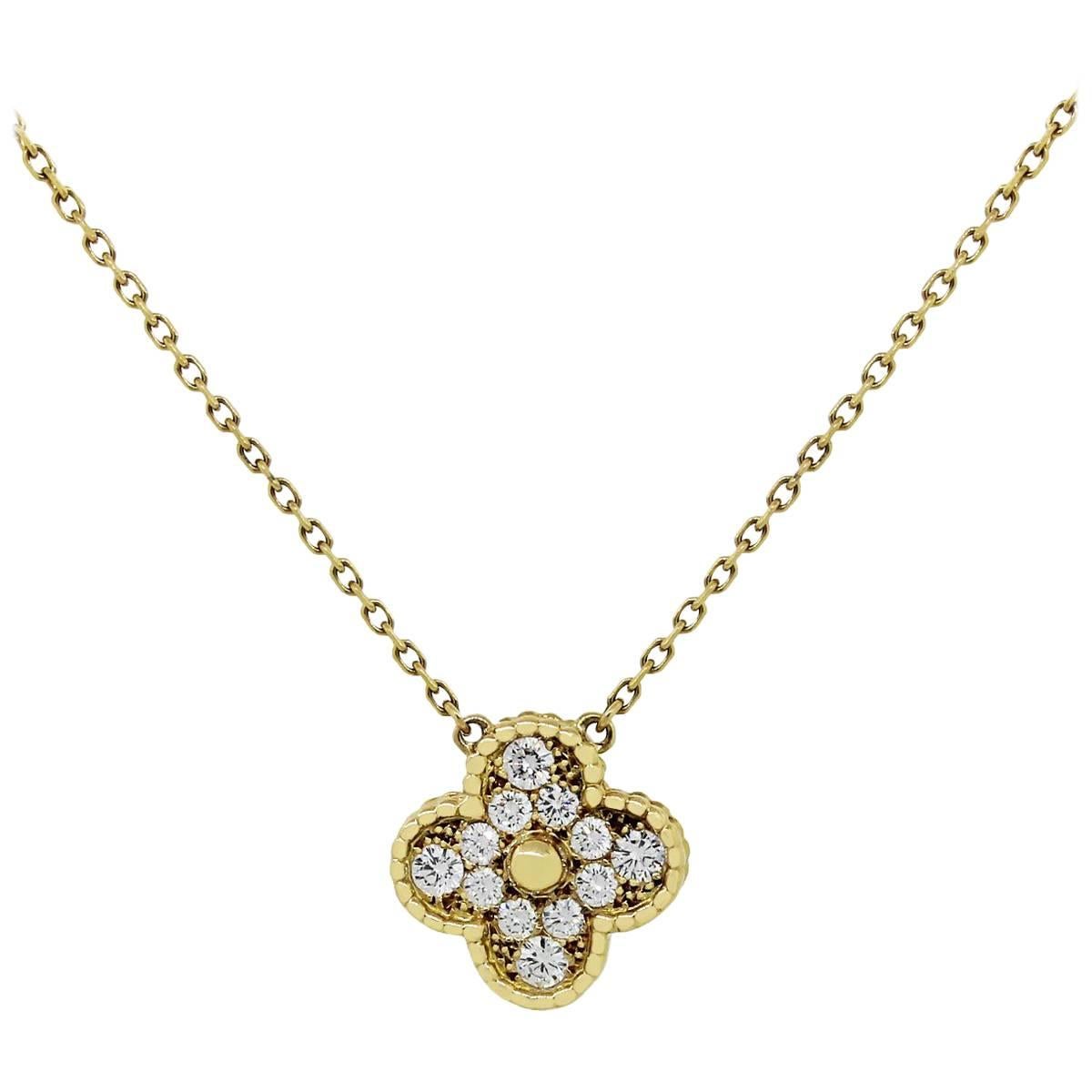 Van Cleef & Arpels Diamond Vintage Alhambra Pendant Necklace
