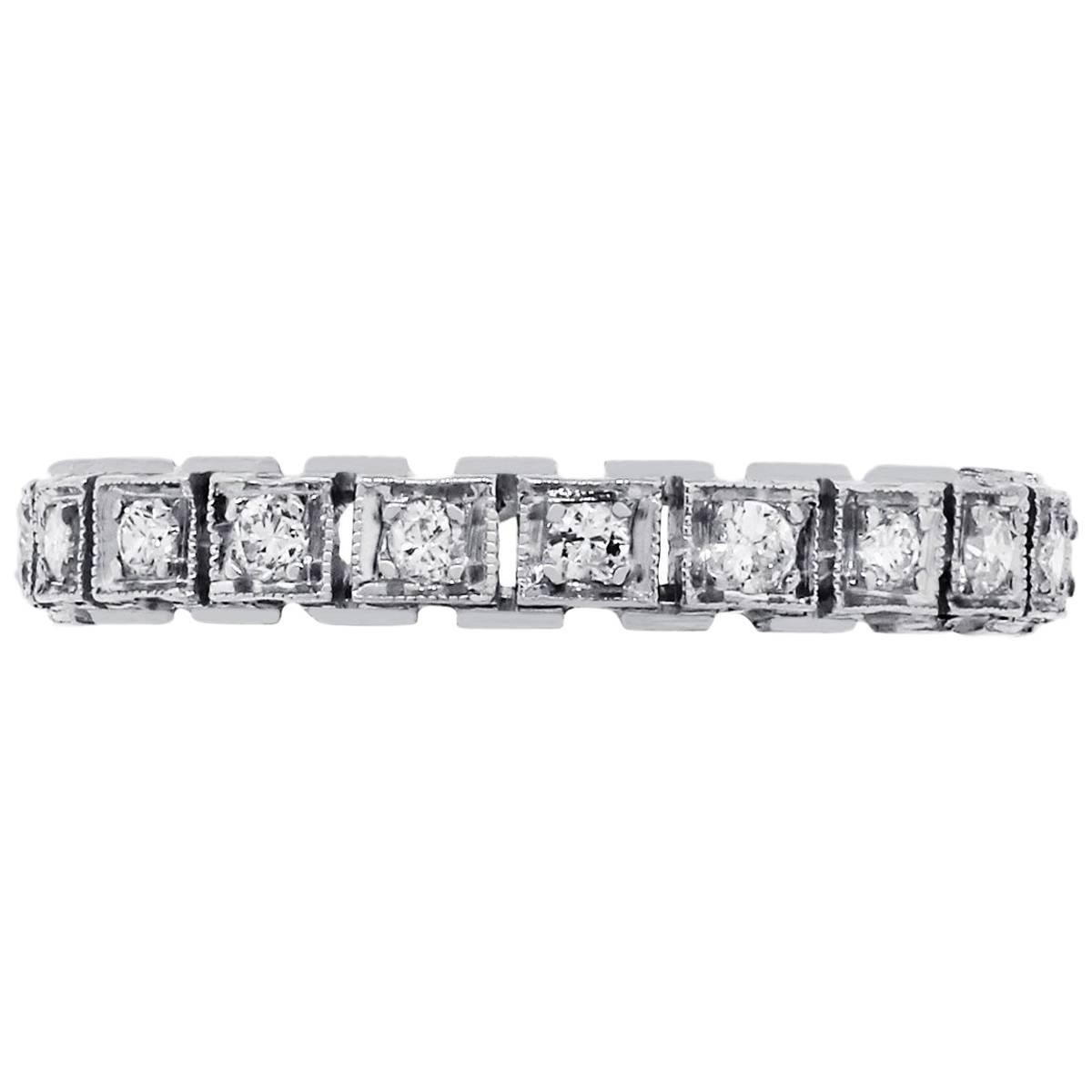 Runder Brillant-Diamant-Vintage-Band im Angebot