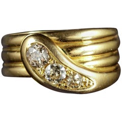 Antique Edwardian 18 Carat Gold Diamond Serpent Ring Dated 1914