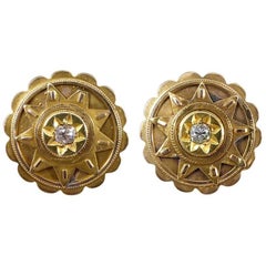 Antique Victorian Diamond Set Star Gold Earrings