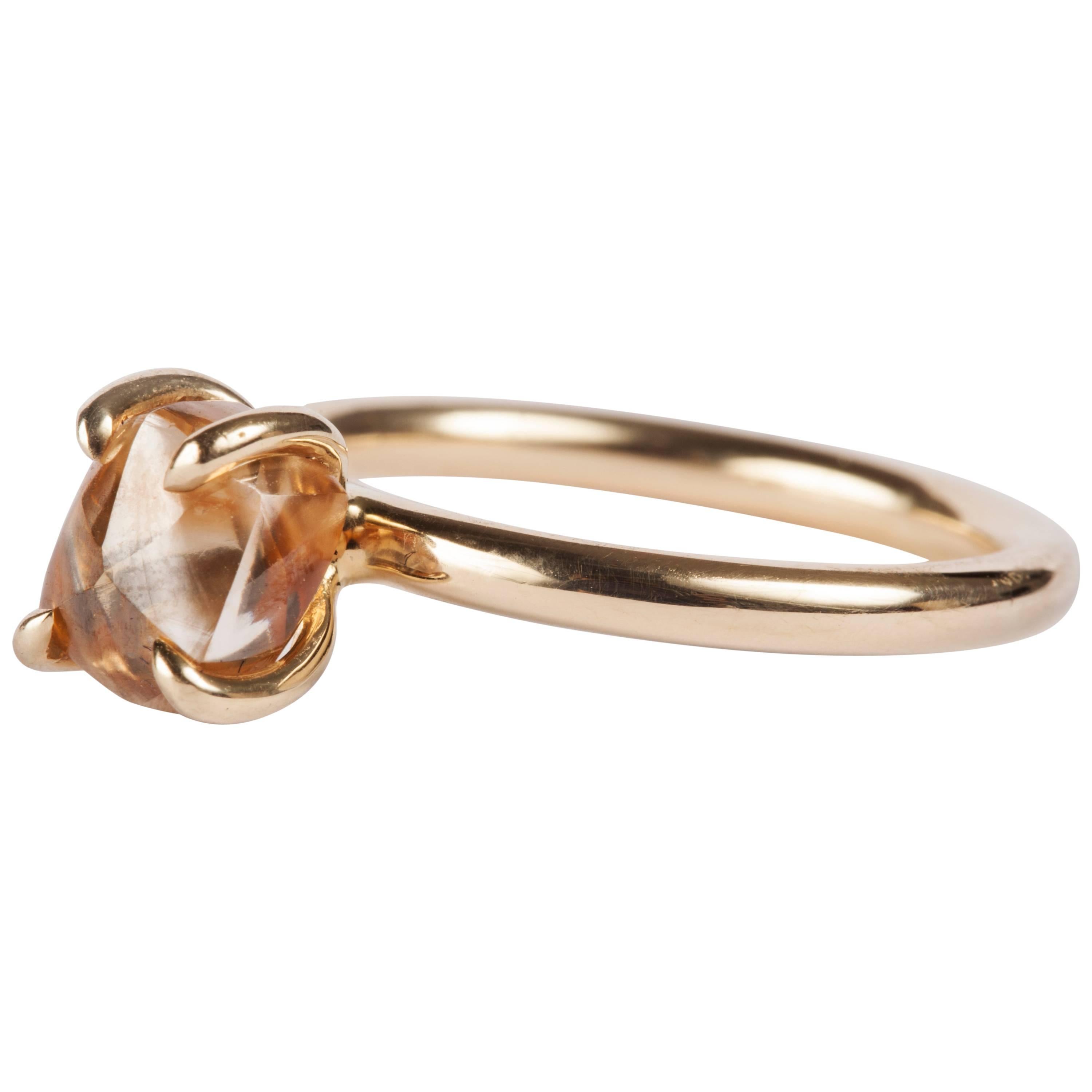 2.90 Carat Rough Fancy Orange Brown Diamond Solitaire Engagement Gold Ring