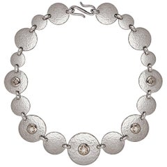 Hammered White Gold Diamond Collier Necklace
