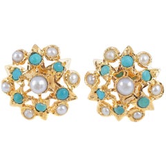 22 Karat Pearl Green Hardstone Earrings