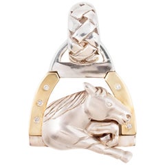 "Saint" by Sarah Jane Yellow Gold Diamond Horse Pendant