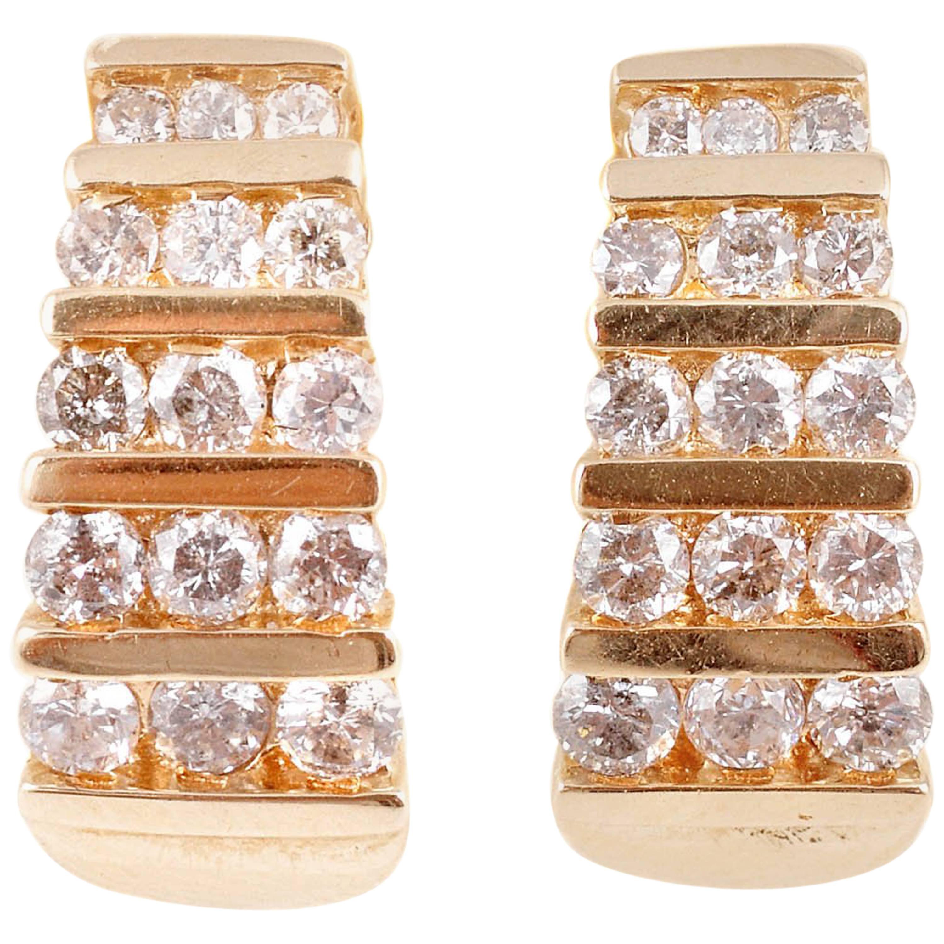 1.10 Carat Diamond Channel Set Earrings