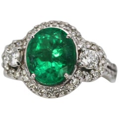 Emerald Diamond Estate Ring 14 Karat