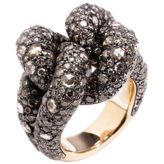 Pomellato Sabbia Collection Ring 18k Rose Gold 7.86 Carat Brown Cognac Diamonds