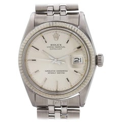 Vintage Rolex White Gold Stainless Steel Datejust self winding wristwatch, circa 1963