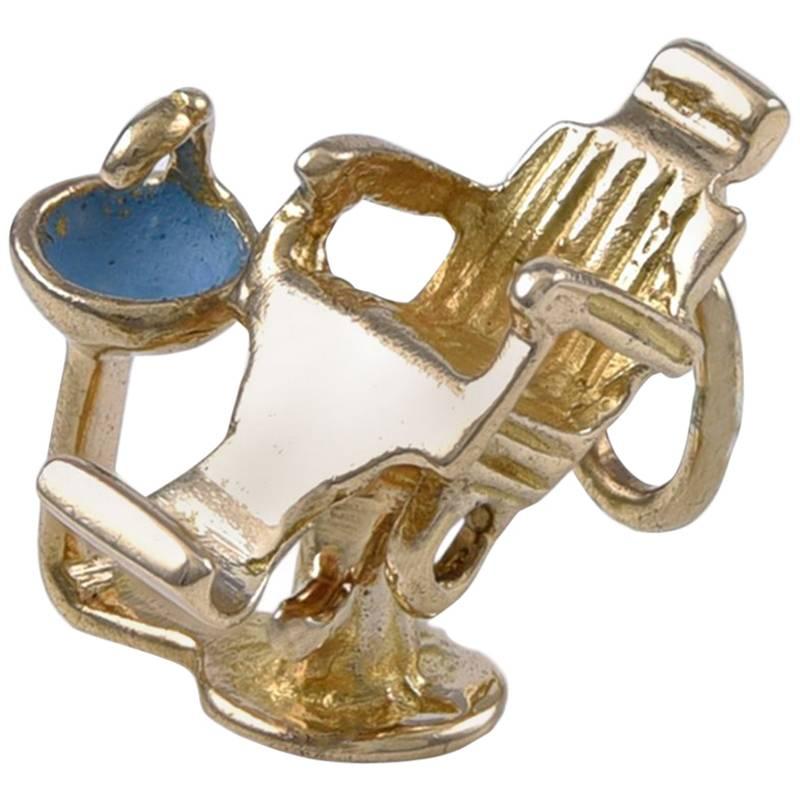 Gold and Enamel Dentist's Chair Charm