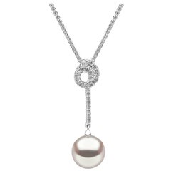 Yoko London Freshwater Pearl Pendant in White Gold with White Diamonds
