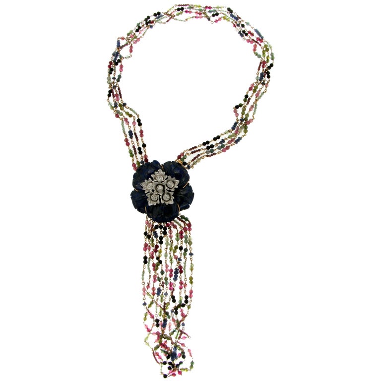 Collier En Tourmaline Naturelle Avec Fermoir En Or Blanc 18 Carats - Samarcanda Gioielli - Made In Italy