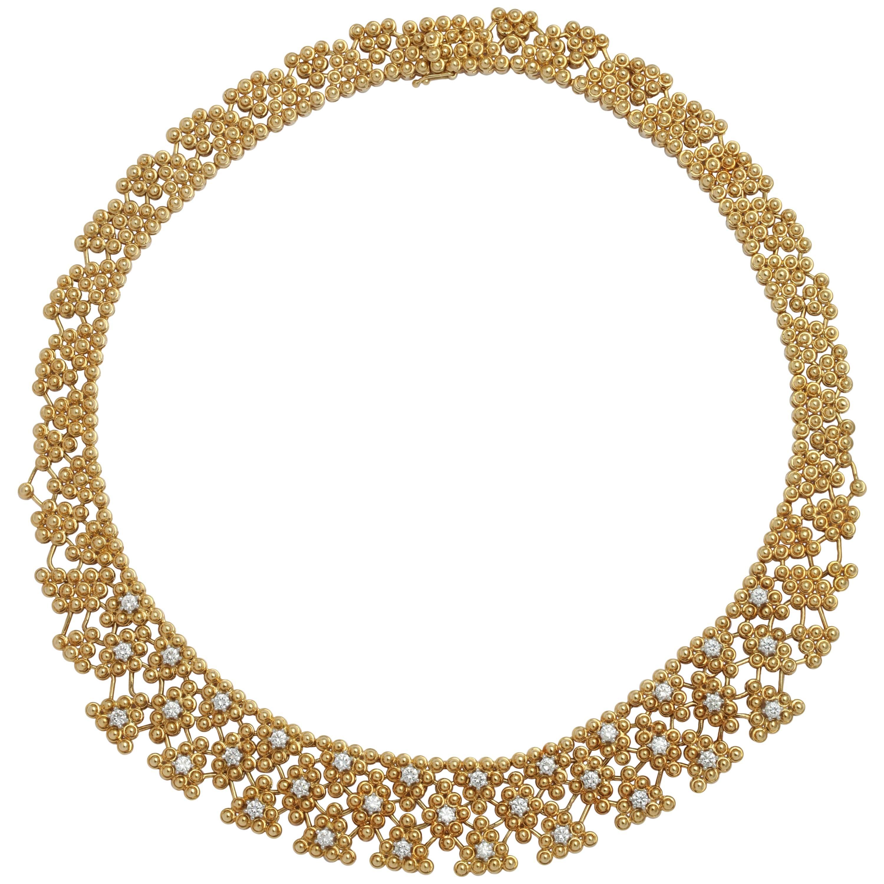 Woven Yellow Gold and Diamond Collar