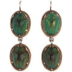 Pair of Antique Scarab Beetle Earrings