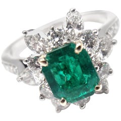 Vintage Tiffany & Co. Diamond Irid Platinum Emerald Cocktail Ring