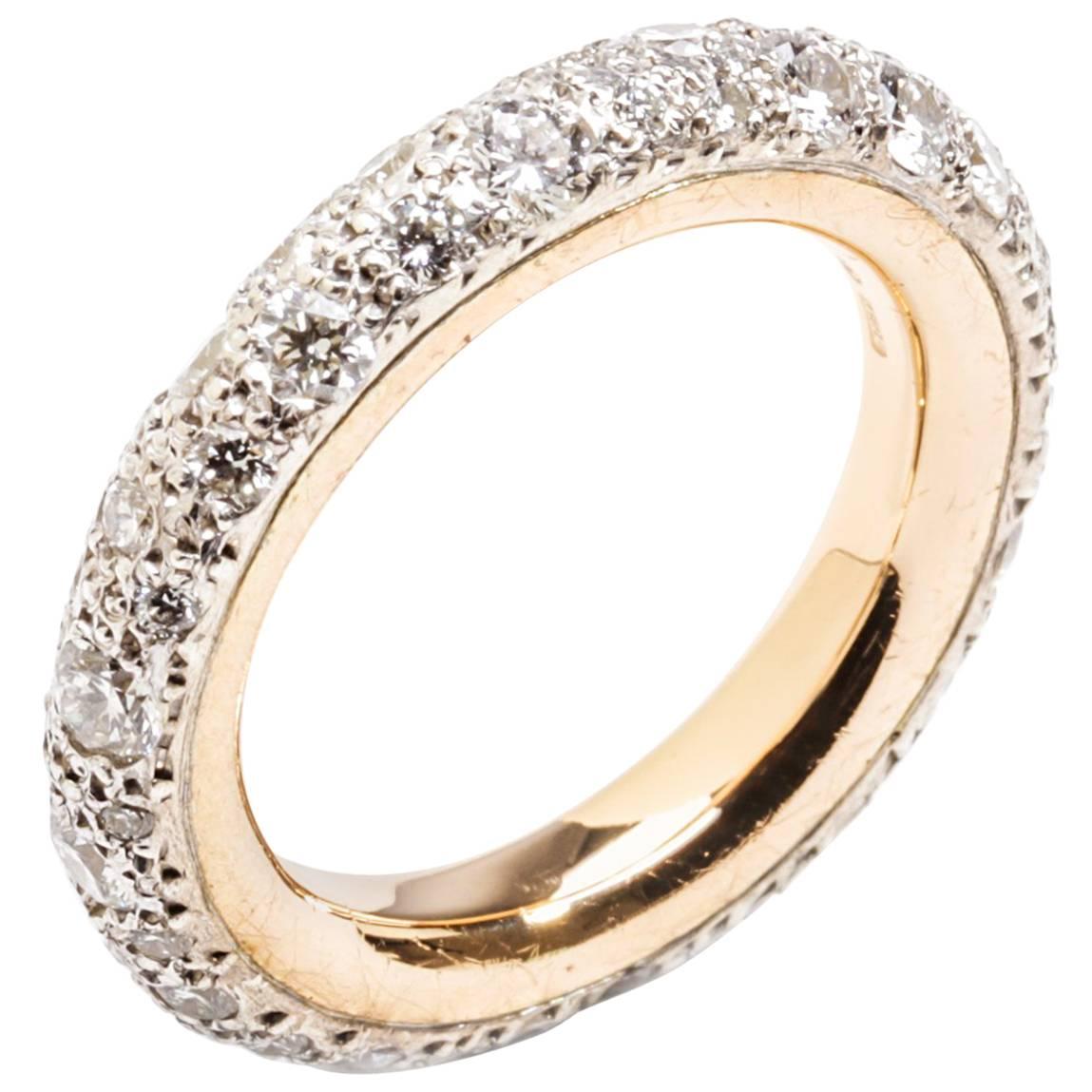 Pomellato Sabbia Collection Ring 18 Karat Rose Gold 1.84 Carat Diamonds For Sale