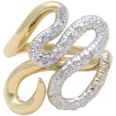 Vintage 14 Karat Gold Designer Diamond Snake Ring