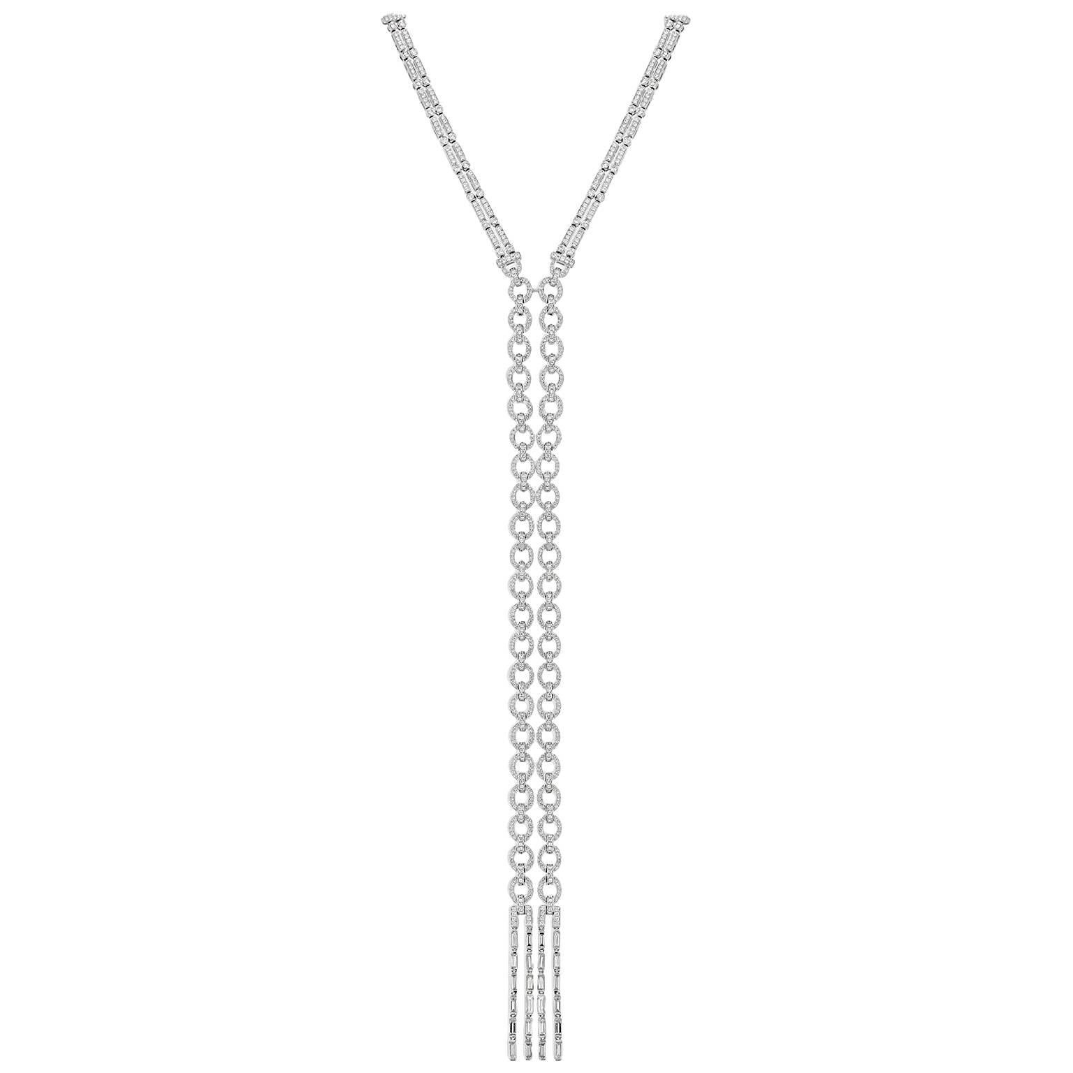 Diamond Lariat Necklace  For Sale