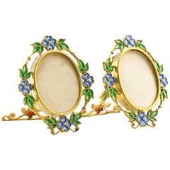 Pair of Miniature Art Nouveau Silvergilt and Plique-à-Jour Enamel Frames, Scheid