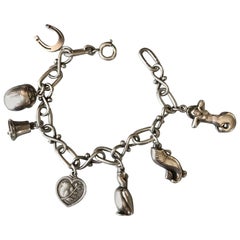 Vintage Georg Jensen Sterling Silver Charm Bracelet No. 80