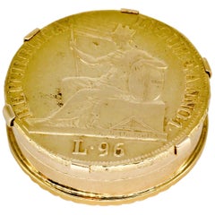 Bulgari Small Yellow Gold Antique Italian Lira Coin Pill Box