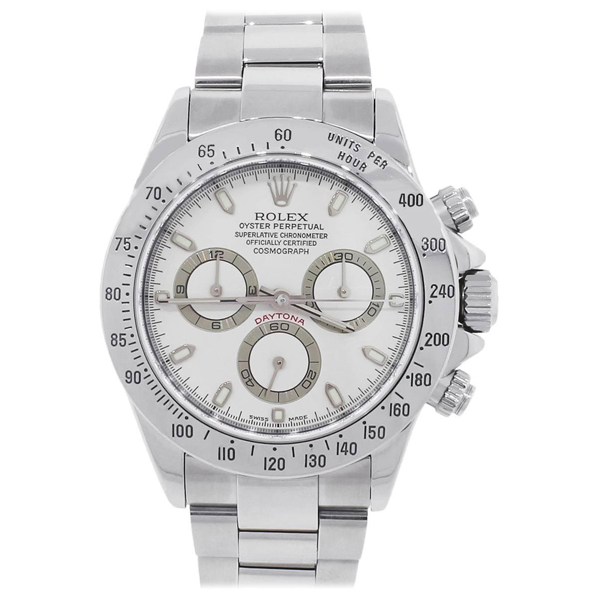 Rolex Stainless Steel Daytona White Dial Wristwatch Ref 116520