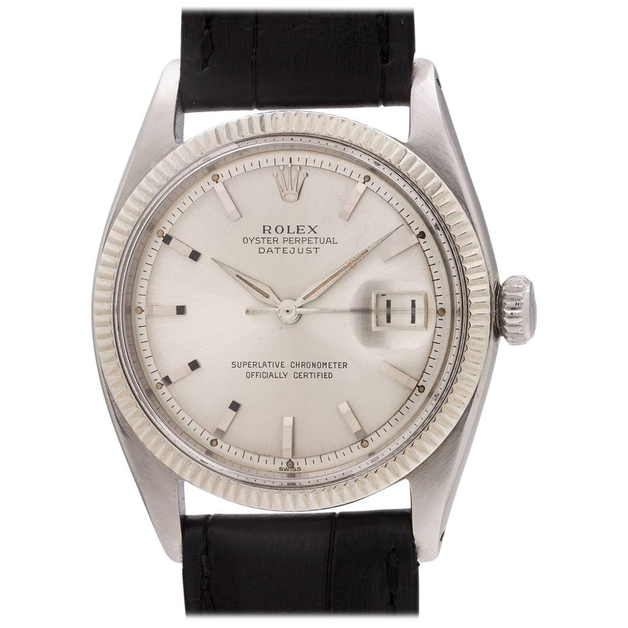 Rolex White Gold Stainless Steel Datejust self winding wristwatch, circa 1961