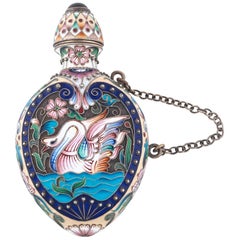 Antique Russian Silver-Gilt Cloisonné Enamel Scent Bottle