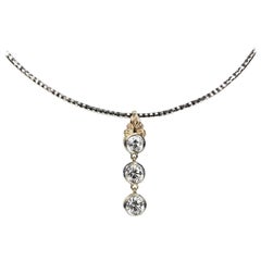 Two-Tone Gold Three Diamond Necklace