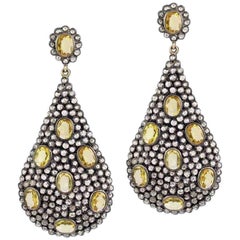 Victorian Style Semiprecious Stones and Diamond Chandelier Earring