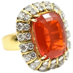 Mexican Fire Opal and Diamond Cocktail Ring