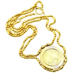 22 Karat Yellow Gold $50 US Coin Pendant Necklace 115.0 Grams