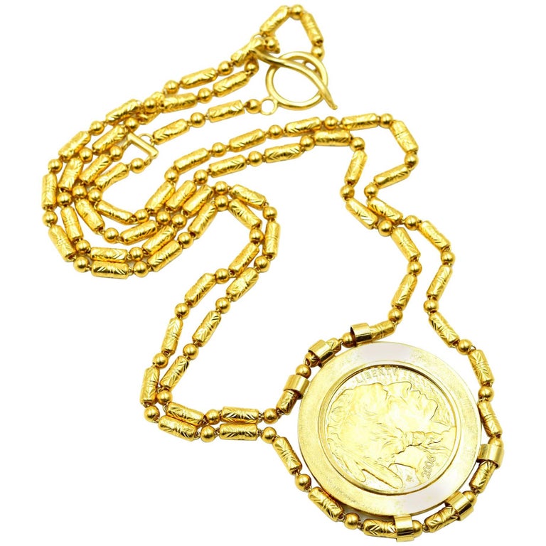 22 Karat Yellow Gold $50 US Coin Pendant Necklace 115.0 Grams at 1stDibs