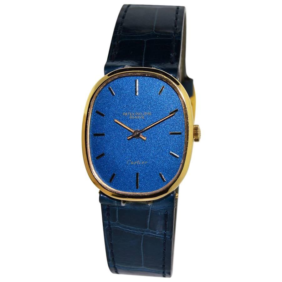 Patek Philippe Yellow Gold Ellipse Blue Dial Manual Wind Watch