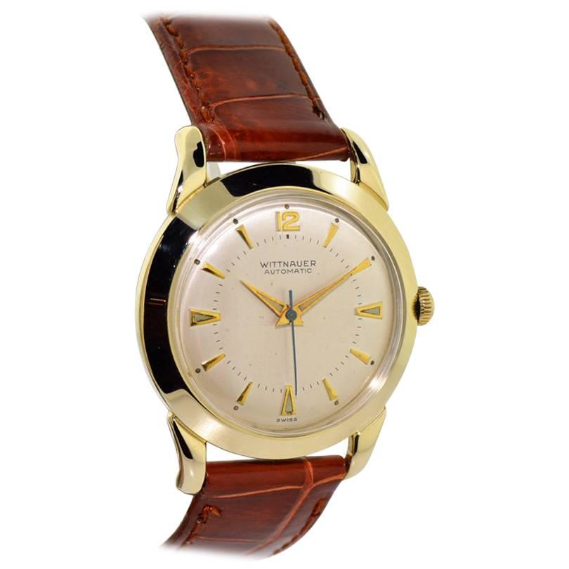 Wittnauer Yellow Gold Filled Original Dial Art Deco Automatic Watch 