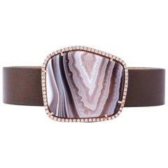 Karolin Agate White Diamond Rose Gold Bangle