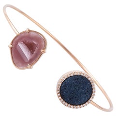 Karolin Agate Geode Bangle White Diamond Rose Gold Bracelet