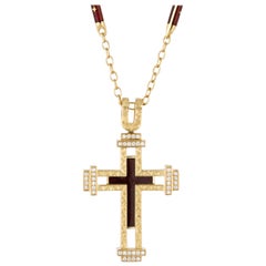 Faberge 18 Karat Enamel Cross Necklace