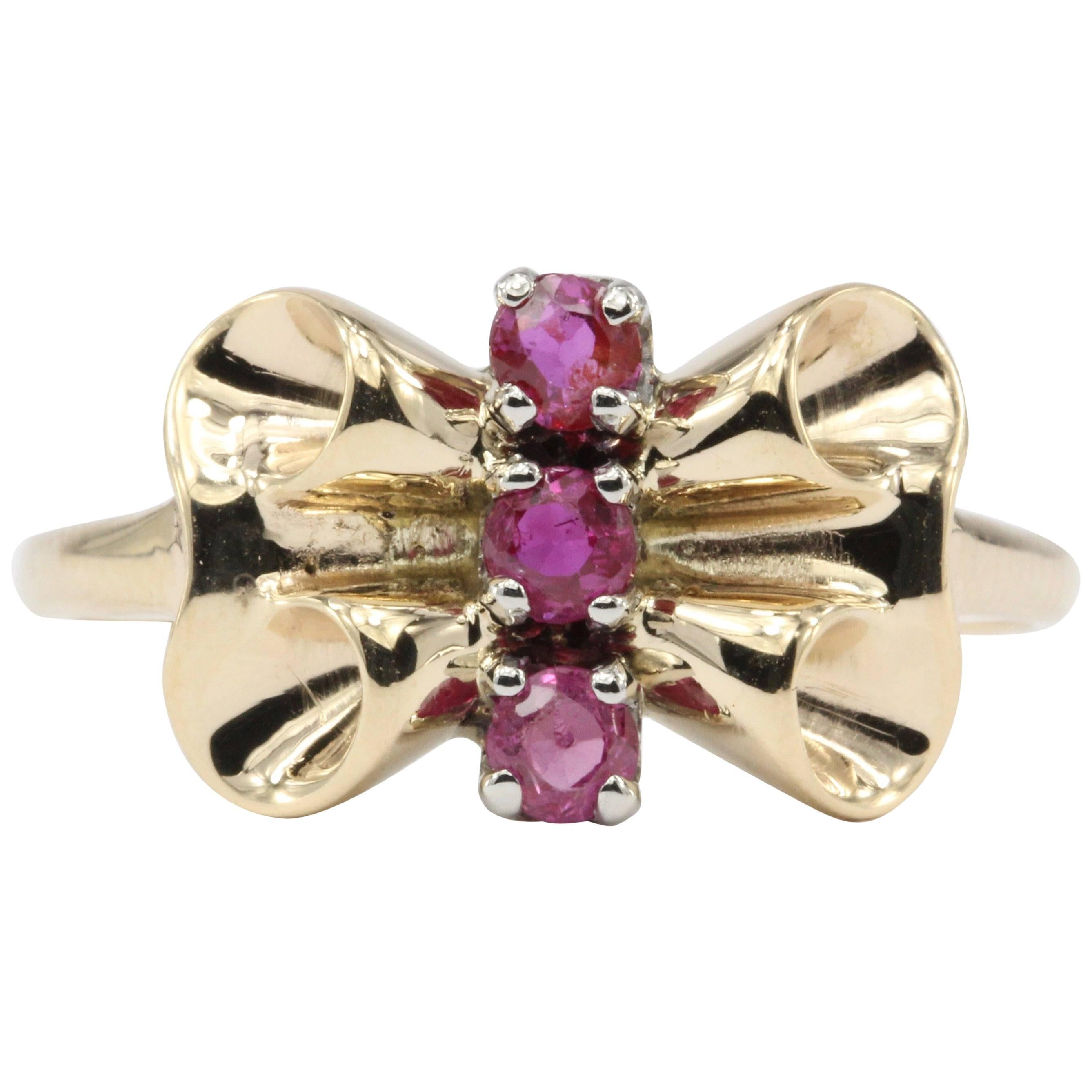 Gold and Palladium Tiffany & Co. Ruby Ring, circa 1945