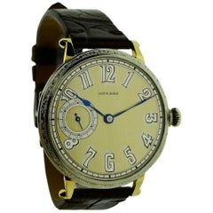 Howard Solid Gold Art Deco Oversized Manual Wristwatch