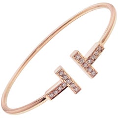 Tiffany & Co. Diamond T Rose Gold Bangle Bracelet