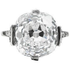 Antique Edwardian 8.16 Carat D SI1 Cushion Cut Diamond Platinum Ring GIA