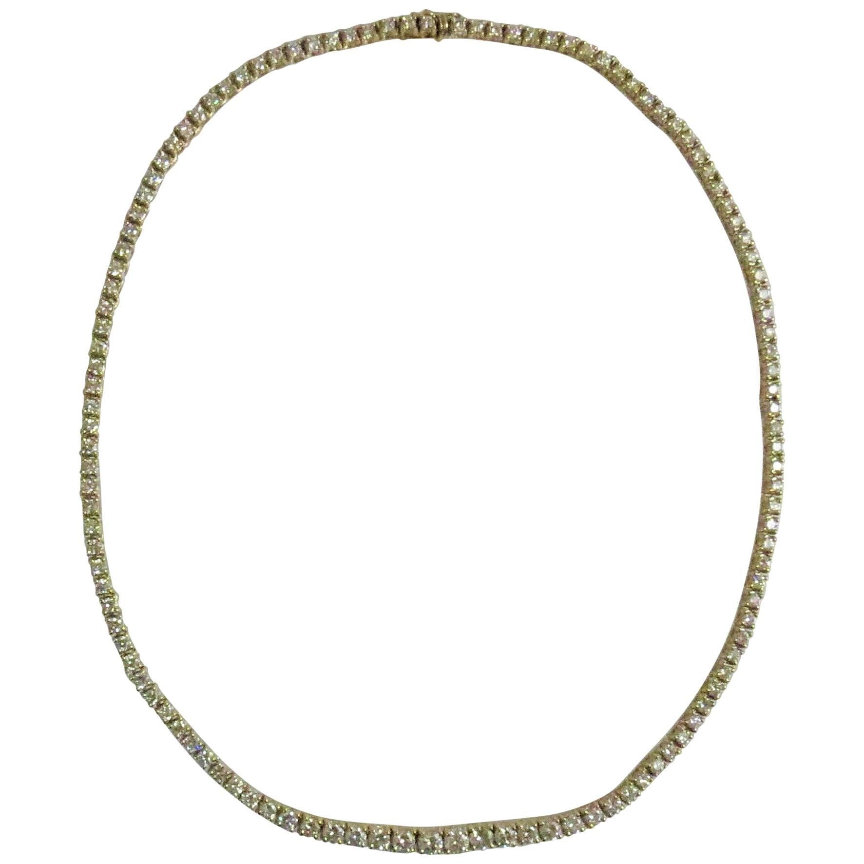 14K Yellow Gold Graduating Diamond Necklace