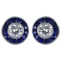 Diamond Sapphire Stud Earring
