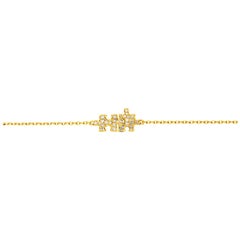 Akillis Mini Puzzle Charm Duo Bracelet 18 Karat Yellow Gold White Diamonds