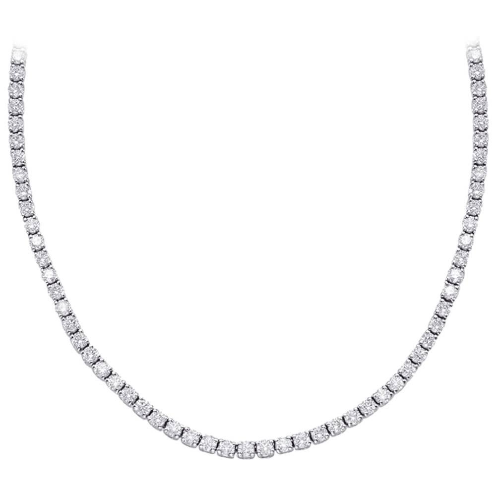 10.83 Carat Diamond Tennis Necklace For Sale