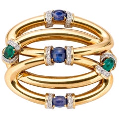 Diamond, Sapphire and Emerald Brooch by David Webb 